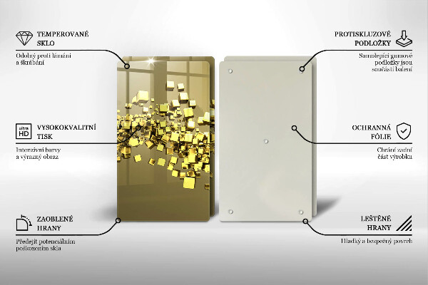 Kuchynská doska veľká zo skla Abstraktná 3D geometria