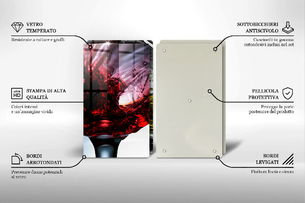 Kuchynská doska veľká zo skla Poháre vína