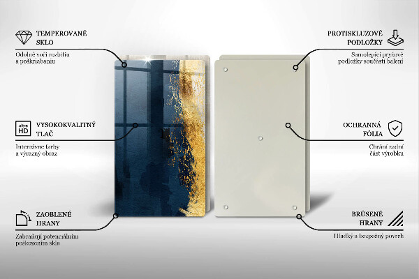 Kuchynská doska veľká zo skla Zlatá abstrakcia