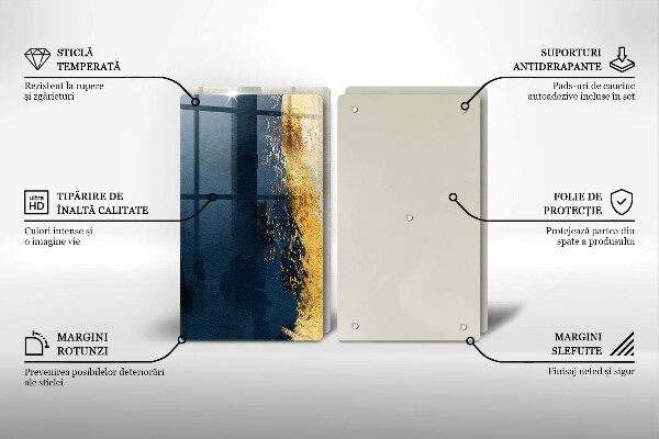 Kuchynská doska veľká zo skla Zlatá abstrakcia