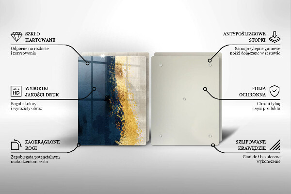 Kuchynská doska veľká zo skla Zlatá abstrakcia