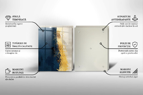 Kuchynská doska veľká zo skla Zlatá abstrakcia