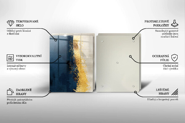 Kuchynská doska veľká zo skla Zlatá abstrakcia