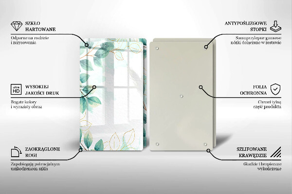 Kuchynská doska veľká zo skla Maľované listy