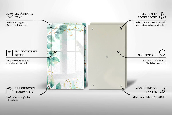 Kuchynská doska veľká zo skla Maľované listy