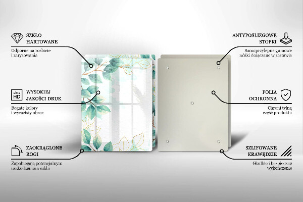 Kuchynská doska veľká zo skla Maľované listy