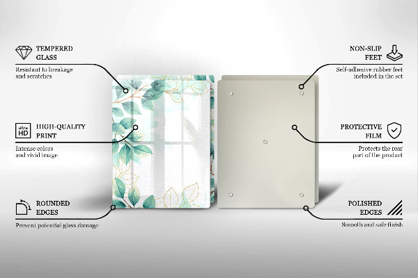 Kuchynská doska veľká zo skla Maľované listy