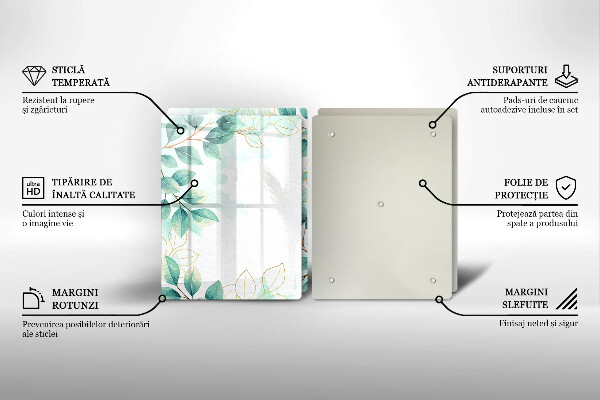 Kuchynská doska veľká zo skla Maľované listy