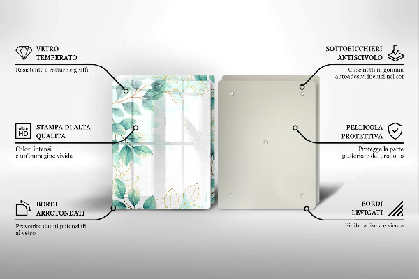 Kuchynská doska veľká zo skla Maľované listy