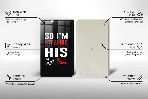 Sklenená doska na krájanie Nápis veta vzor