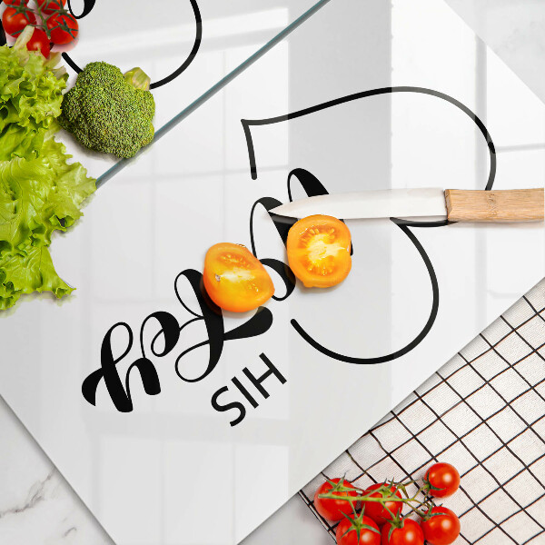 Sklenená doska na krájanie Nápis veta vzor