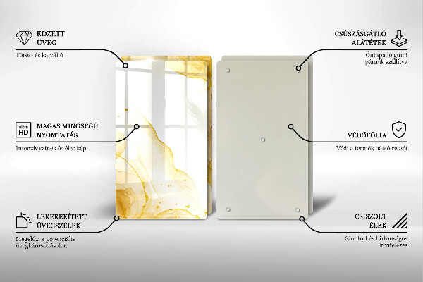 Kuchynská doska veľká zo skla Zlatá abstrakcia
