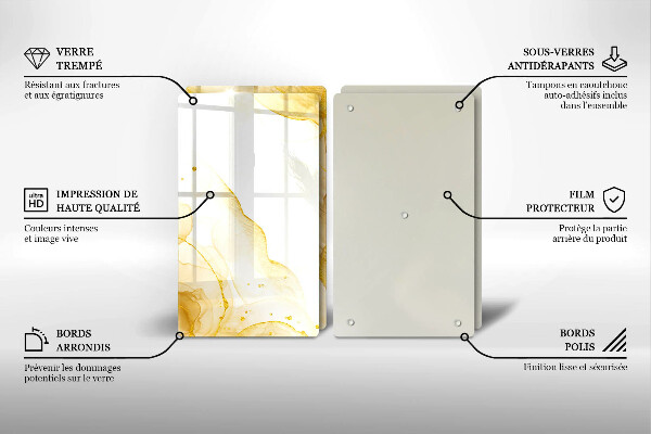 Kuchynská doska veľká zo skla Zlatá abstrakcia