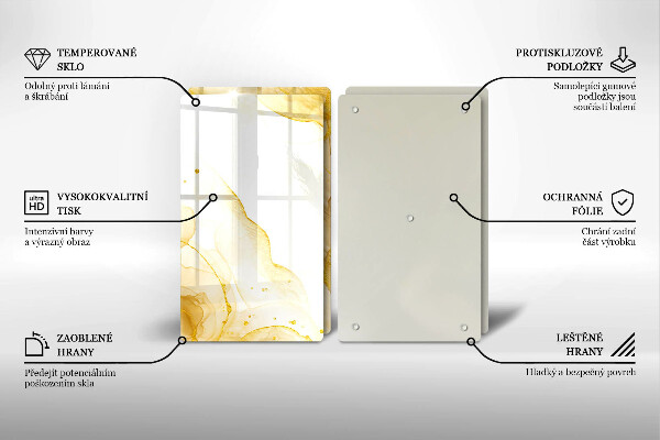 Kuchynská doska veľká zo skla Zlatá abstrakcia