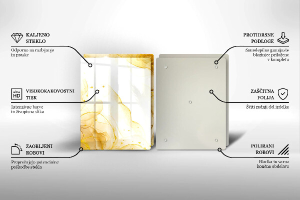 Kuchynská doska veľká zo skla Zlatá abstrakcia
