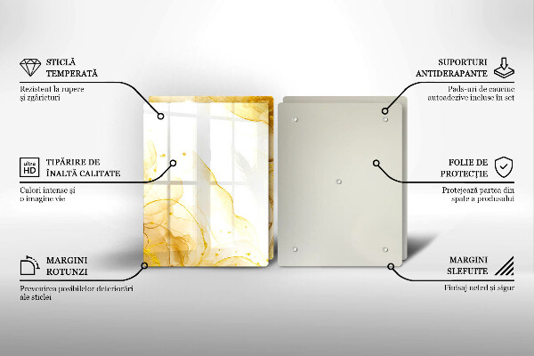 Kuchynská doska veľká zo skla Zlatá abstrakcia