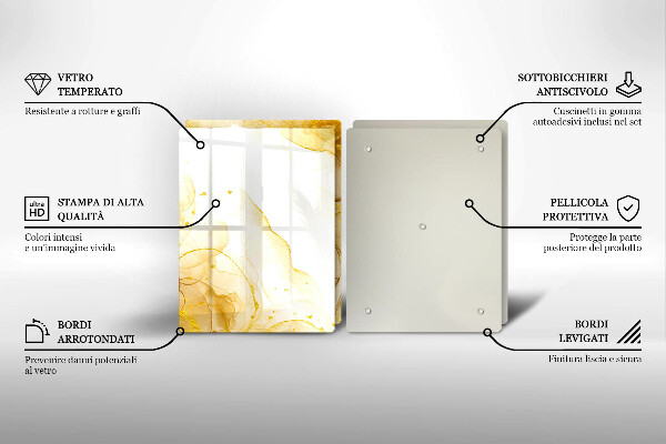 Kuchynská doska veľká zo skla Zlatá abstrakcia