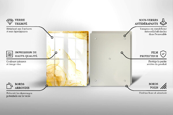 Kuchynská doska veľká zo skla Zlatá abstrakcia