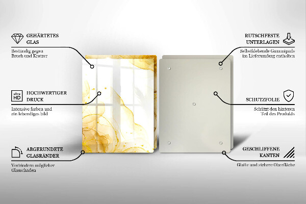 Kuchynská doska veľká zo skla Zlatá abstrakcia
