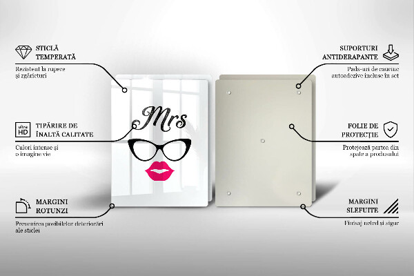 Sklenená doska na krájanie Mrs Mr