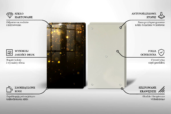 Sklenená doska na krájanie Zlaté trblietky