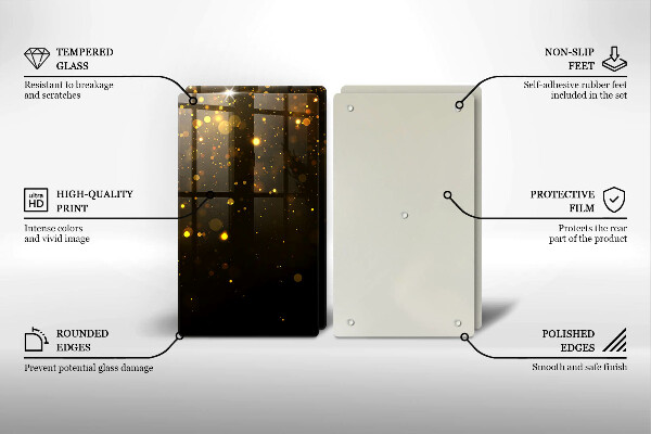 Sklenená doska na krájanie Zlaté trblietky