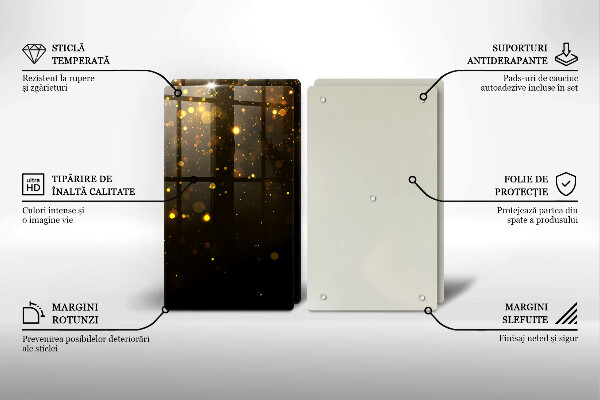 Sklenená doska na krájanie Zlaté trblietky