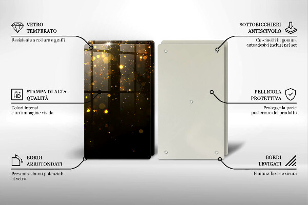 Sklenená doska na krájanie Zlaté trblietky