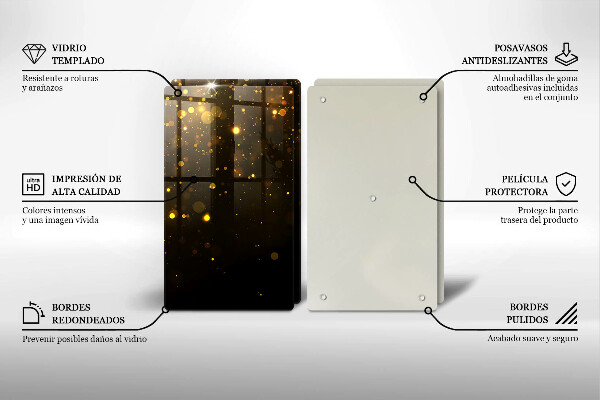 Sklenená doska na krájanie Zlaté trblietky