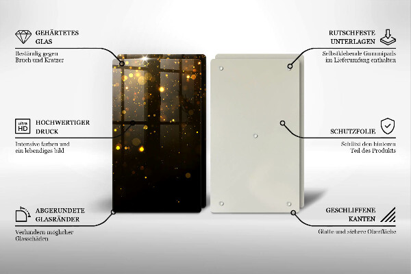 Sklenená doska na krájanie Zlaté trblietky