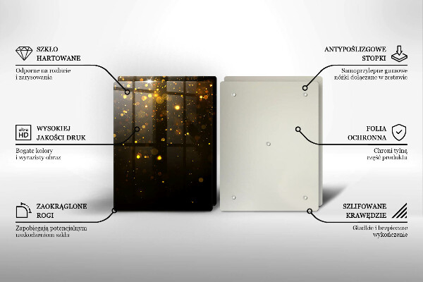 Sklenená doska na krájanie Zlaté trblietky