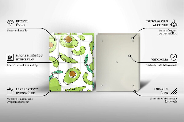 Kuchynská doska veľká zo skla Avokádo a hruška