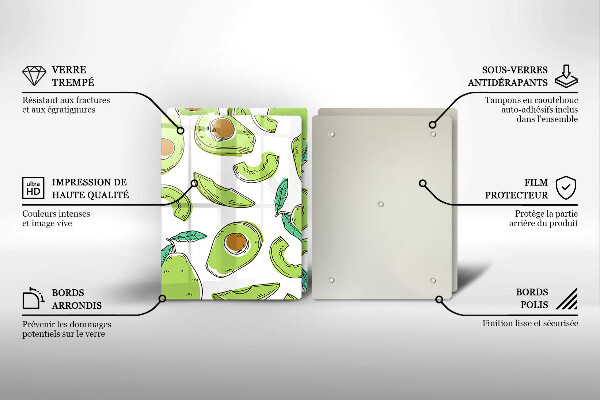 Kuchynská doska veľká zo skla Avokádo a hruška