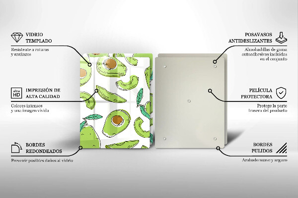Kuchynská doska veľká zo skla Avokádo a hruška