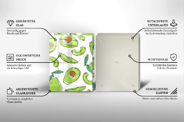 Kuchynská doska veľká zo skla Avokádo a hruška