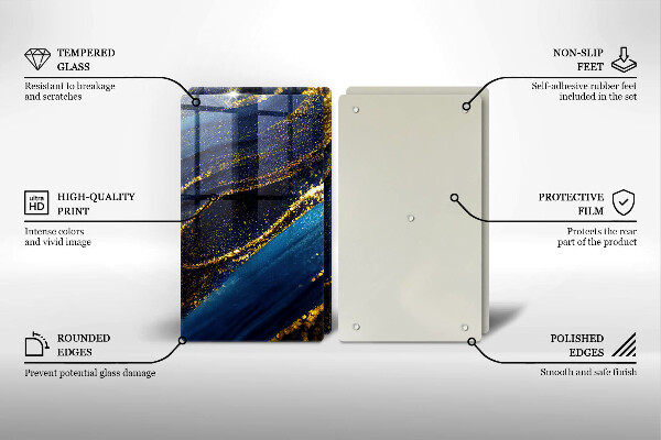 Kuchynská doska veľká zo skla Námornícka modrá abstrakcia