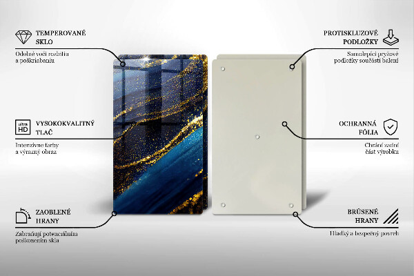 Kuchynská doska veľká zo skla Námornícka modrá abstrakcia