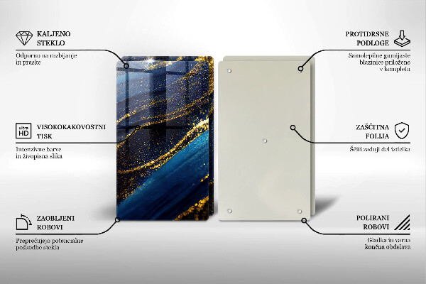 Kuchynská doska veľká zo skla Námornícka modrá abstrakcia