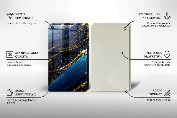 Kuchynská doska veľká zo skla Námornícka modrá abstrakcia