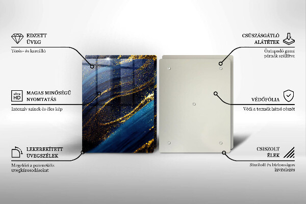 Kuchynská doska veľká zo skla Námornícka modrá abstrakcia