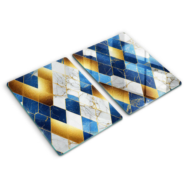 Kuchynská doska veľká zo skla Zlaté mramorové kosoštvorce