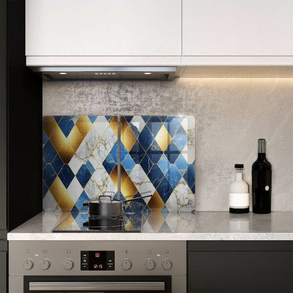 Kuchynská doska veľká zo skla Zlaté mramorové kosoštvorce