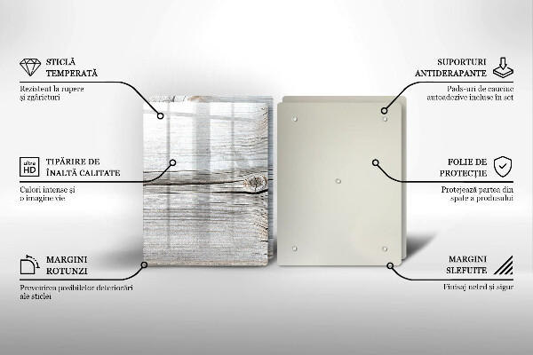 Kuchynská doska veľká zo skla Svetlá štruktúra dreva