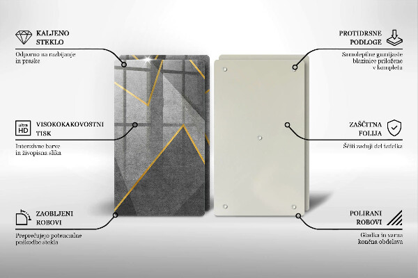 Kuchynská doska veľká zo skla Ostré tvary