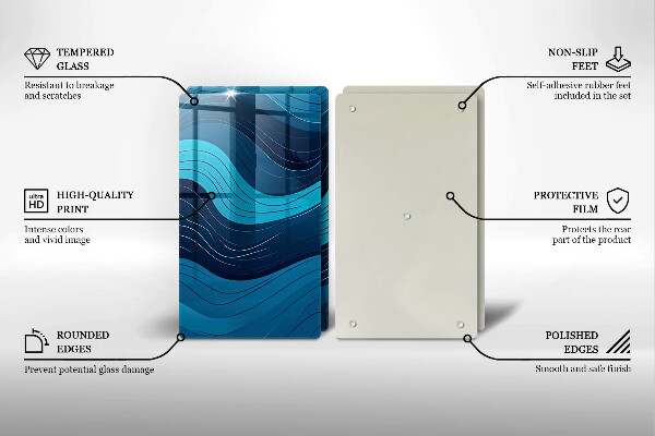 Kuchynská doska veľká zo skla Abstraktné vlny