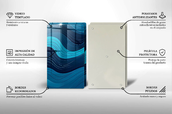 Kuchynská doska veľká zo skla Abstraktné vlny