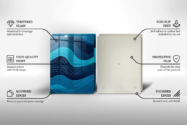 Kuchynská doska veľká zo skla Abstraktné vlny