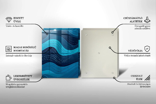 Kuchynská doska veľká zo skla Abstraktné vlny