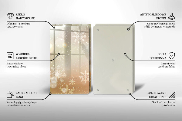 Kuchynská doska veľká zo skla Snehové vločky