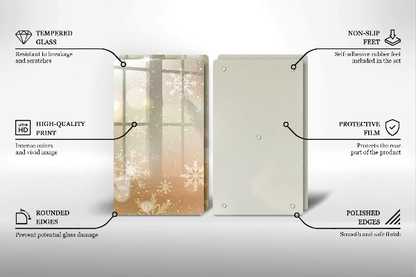 Kuchynská doska veľká zo skla Snehové vločky